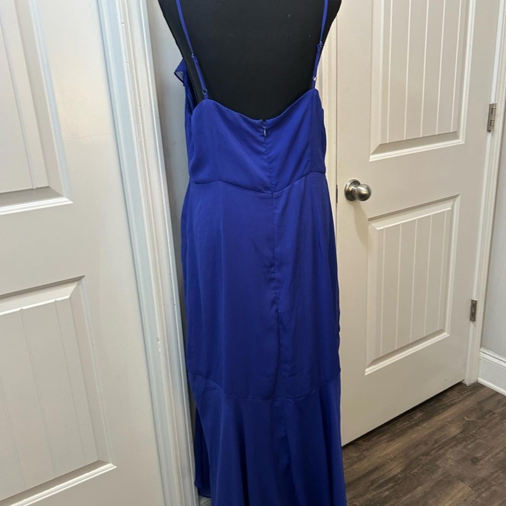 Express Women's Blue Maxi Dress Formal Chiffon Ruffle Wedding Guest Evening - Picture 6 of 7